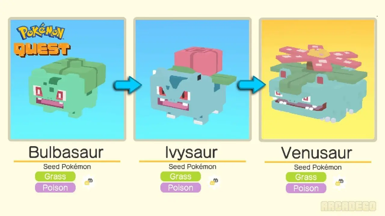 PokÃ©mon Quest: Bulbasaur ewoluował w Ivysaur i Venusaur ...